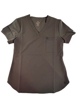 Med couture Peaches Women's Short Sleeve V-Neck Scrub Top in Black